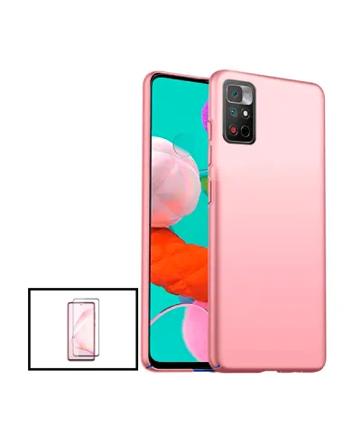 Kit Vidro Premium Full Cover + Capa SlimShield para Xiaomi Poco M4 Pro 5G Rosa