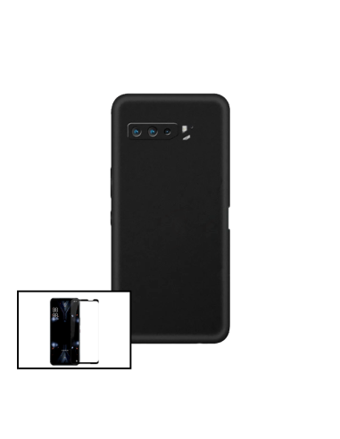 Kit Película de Vidro Temperado 5D Full Cover + Capa Silicone Líquido para Asus ROG Phone 5