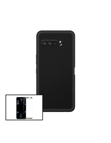 Kit Película de Vidro Temperado 5D Full Cover + Capa Silicone Líquido para Asus ROG Phone 5s