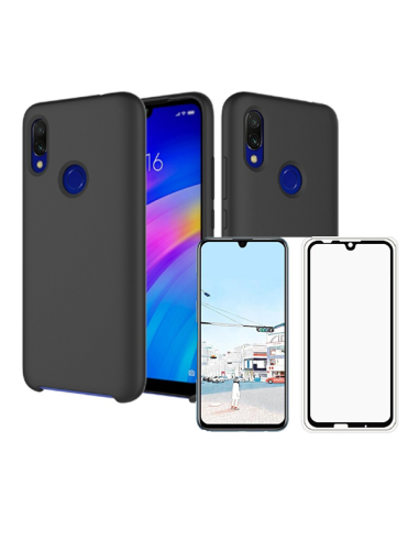 Kit Película de Vidro Temperado 5D Full Cover + Capa Silicone Líquido para Huawei Honor 10 Lite