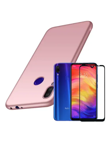 Kit Vidro Premium Full Cover + Capa SlimShield para Xiaomi Redmi 7 - Rosa