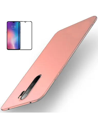 Kit Vidro Premium Full Cover + Capa SlimShield para Xiaomi Redmi 9 Prime - Rosa