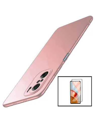 Kit Vidro Premium Full Cover + Capa SlimShield para Xiaomi Redmi Note 10 - Rosa