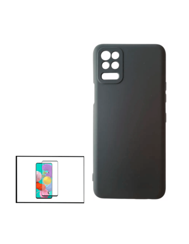 Kit Película de Vidro Temperado 5D Full Cover + Capa Silicone Líquido para LG K52