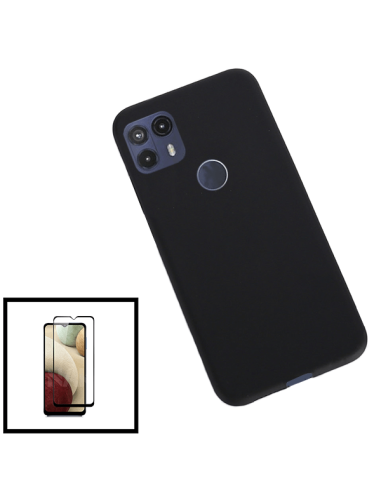 Kit Película de Vidro Temperado 5D Full Cover + Capa Silicone Líquido para Motorola Moto G50 5G