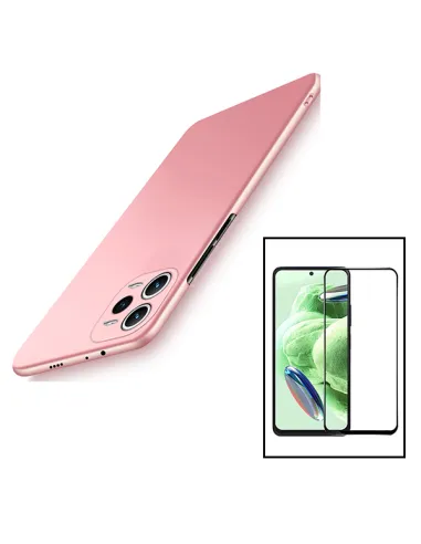 Kit Vidro Premium Full Cover + Capa SlimShield para Xiaomi Redmi Note 12 Pro - Rosa