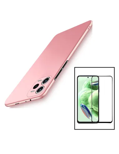 Kit Vidro Premium Full Cover + Capa SlimShield para Xiaomi Redmi Note 12 Pro+ - Rosa