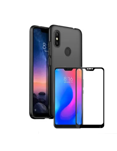 Kit Vidro Premium Full Cover + Capa SlimShield para Xiaomi Redmi Note 6 Pro - Preto