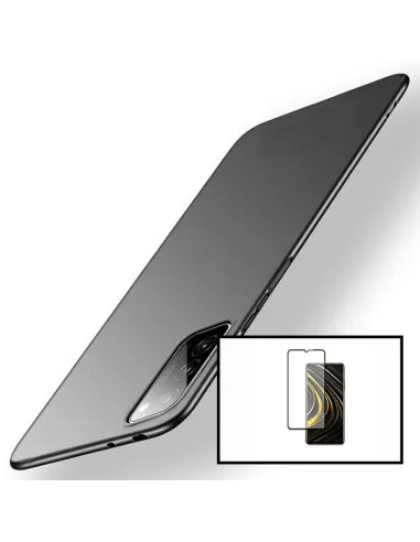 Kit Vidro Premium Full Cover + Capa SlimShield para Xiaomi Redmi Note 9 4G - Preto