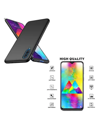 Kit Vidro Premium Full Cover + Capa SlimShield Preto para Samsung Galaxy A30s