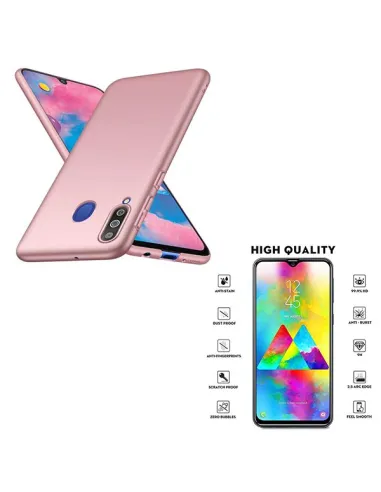 Kit Vidro Premium Full Cover + Capa SlimShield Rosa para Samsung Galaxy A40s