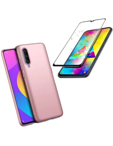 Kit Vidro Premium Full Cover + Capa SlimShield Rosa para Xiaomi Mi 9 Lite