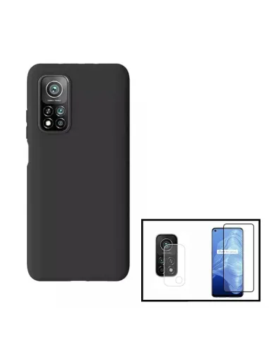 Kit Vidro Premium Full Cover + Película de Câmara Traseira + Capa Silicone Líquido para Xiaomi Mi 10T 5G