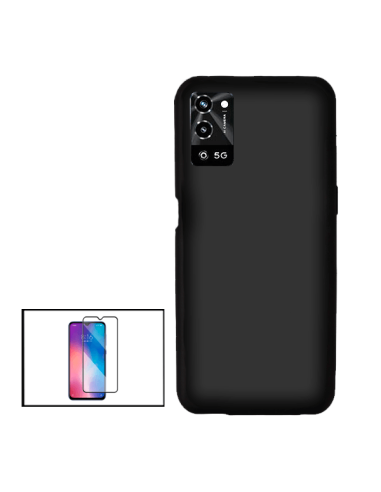 Kit Película de Vidro Temperado 5D Full Cover + Capa Silicone Líquido para Oppo A56 5G