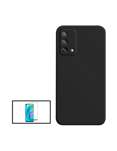 Kit Película de Vidro Temperado 5D Full Cover + Capa Silicone Líquido para Oppo A95 - Preto