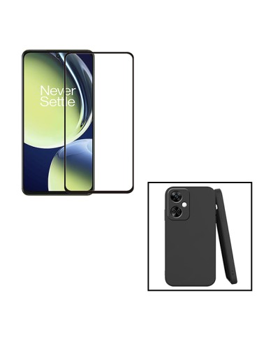 Kit Película de Vidro Temperado 5D Full Cover + Capa Silicone Líquido para Oppo K11 - Preto