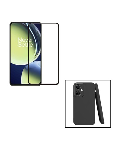 Kit Película de Vidro Temperado 5D Full Cover + Capa Silicone Líquido para Oppo K11X - Preto