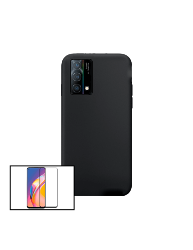 Kit Película de Vidro Temperado 5D Full Cover + Capa Silicone Líquido para Oppo K9