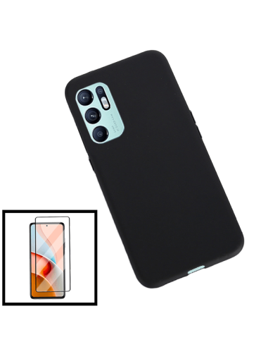 Kit Película de Vidro Temperado 5D Full Cover + Capa Silicone Líquido para Oppo Reno6