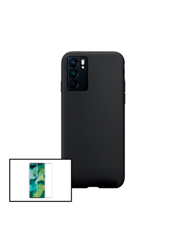 Kit Película de Vidro Temperado 5D Full Cover + Capa Silicone Líquido para Oppo Reno6 5G