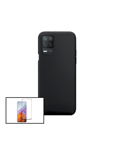 Kit Película de Vidro Temperado 5D Full Cover + Capa Silicone Líquido para Realme 8 5G