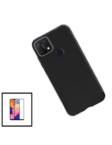 Kit Película de Vidro Temperado 5D Full Cover + Capa Silicone Líquido para Realme C20 - Preto