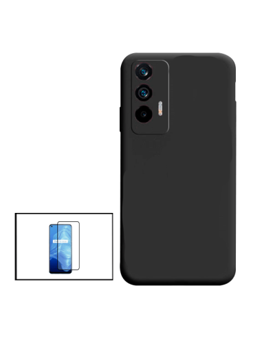 Kit Película de Vidro Temperado 5D Full Cover + Capa Silicone Líquido para Realme GT Neo