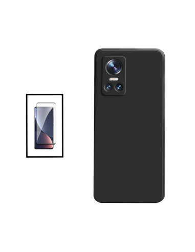 Kit Película de Vidro Temperado 5D Full Cover + Capa Silicone Líquido para Realme GT Neo 3 150W - Preto