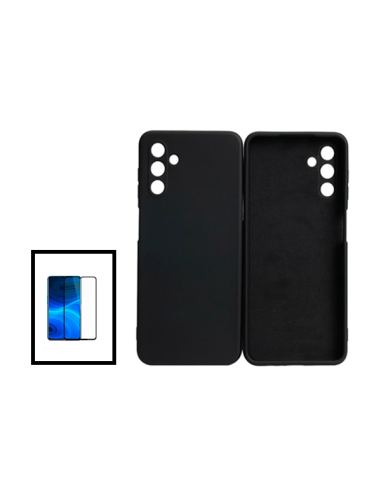 Kit Película de Vidro Temperado 5D Full Cover + Capa Silicone Líquido para Samsung Galaxy A13 5G - Preto