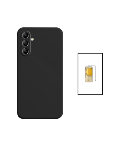 Kit Película de Vidro Temperado 5D Full Cover + Capa Silicone Líquido para Samsung Galaxy A34 5G - Preto