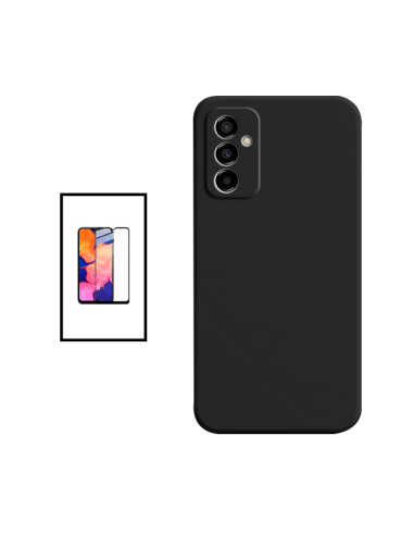 Kit Película de Vidro Temperado 5D Full Cover + Capa Silicone Líquido para Samsung Galaxy M23 5G - Preto