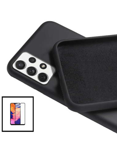 Kit Película de Vidro Temperado 5D Full Cover + Capa Silicone Líquido para Samsung Galaxy M32 5G