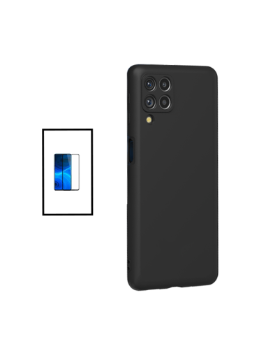 Kit Película de Vidro Temperado 5D Full Cover + Capa Silicone Líquido para Samsung Galaxy M33 5G - Preto