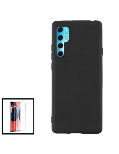 Kit Película de Vidro Temperado 5D Full Cover + Capa Silicone Líquido para TCL 20 Pro 5G - Preto