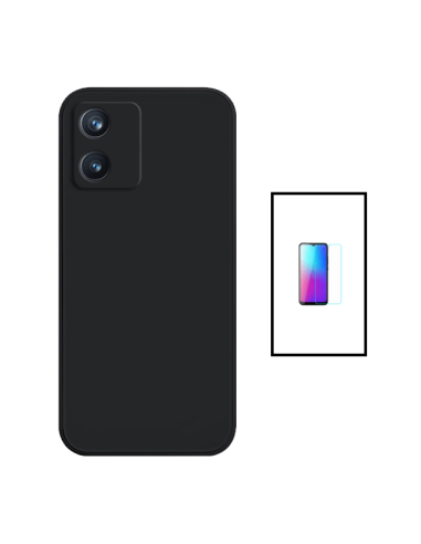 Kit Película de Vidro Temperado 5D Full Cover + Capa Silicone Líquido para TCL 305i - Preto