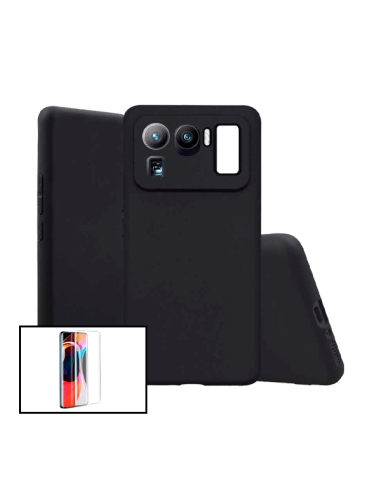 Kit Película de Vidro Temperado 5D Full Cover + Capa Silicone Líquido para Xiaomi Mi 11 Ultra