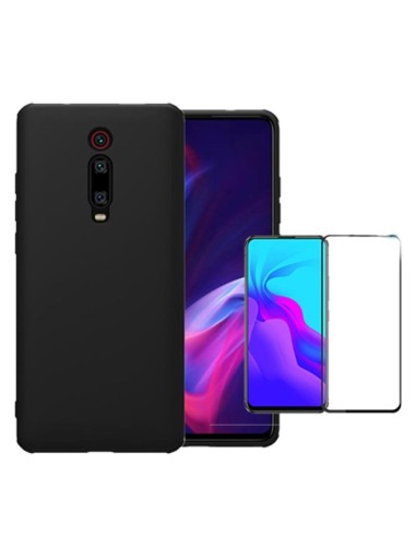 Kit Película de Vidro Temperado 5D Full Cover + Capa Silicone Líquido para Xiaomi Mi 9T