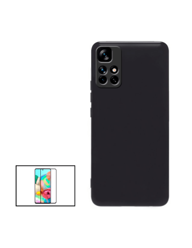 Kit Película de Vidro Temperado 5D Full Cover + Capa Silicone Líquido para Xiaomi Poco M4 Pro