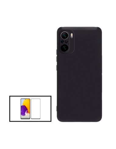 Kit Película de Vidro Temperado 5D Full Cover + Capa Silicone Líquido para Xiaomi Poco X3 GT