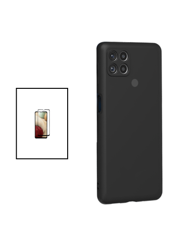 Kit Película de Vidro Temperado 5D Full Cover + Capa Silicone Líquido para Xiaomi Redmi 9C - Preto