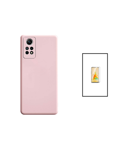 Kit Película de Vidro Temperado 5D Full Cover + Capa Silicone Líquido para Xiaomi Redmi Note 12 Pro 4G - Rosa