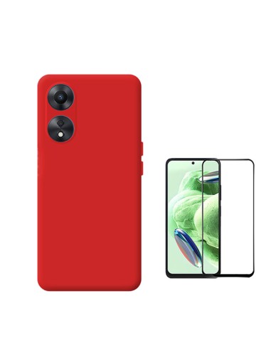 Kit Película de Vidro Temperado 5D Full Cover + Capa Silicone Líquido Phonecare para Oppo A1 5G - Vermelho