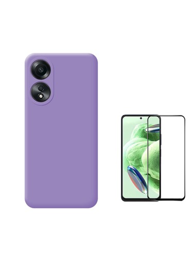 Kit Película de Vidro Temperado 5D Full Cover + Capa Silicone Líquido Phonecare para Oppo A78 4G - Roxo