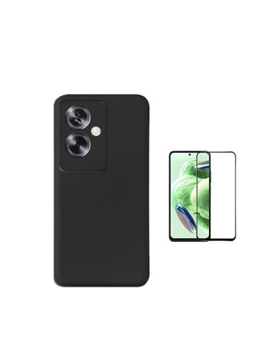 Kit Película de Vidro Temperado 5D Full Cover + Capa Silicone Líquido Phonecare para Oppo A79 5G - Preto