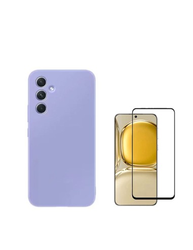 Kit Película de Vidro Temperado 5D Full Cover + Capa Silicone Líquido Phonecare para Samsung Galaxy S24 Plus + 5G - Roxo
