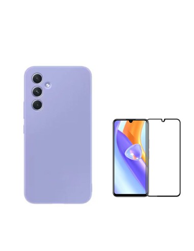 Kit Película de Vidro Temperado 5D Full Cover + Capa Silicone Líquido Phonecare para Samsung Galaxy A15 - Roxo