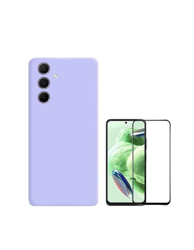 Kit Película de Vidro Temperado 5D Full Cover + Capa Silicone Líquido Phonecare para Samsung Galaxy A35 5G - Roxo