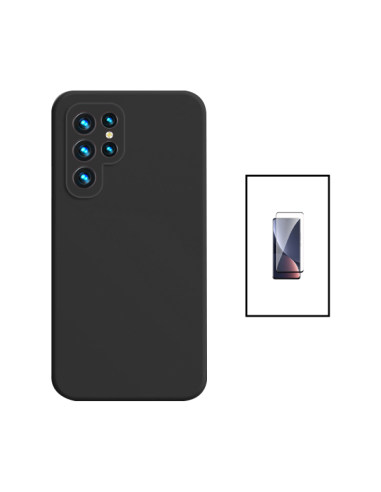 Kit Película de Vidro Temperado 5D Full Cover + Capa Silicone Líquido Phonecare para Samsung Galaxy S24 Ultra 5G - Preto