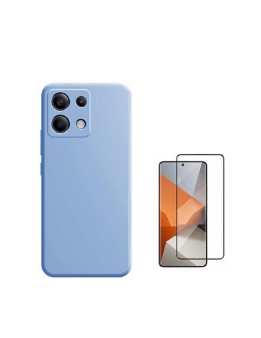 Kit Película de Vidro Temperado 5D Full Cover + Capa Silicone Líquido Phonecare para Xiaomi Poco X6 5G - Azul Claro