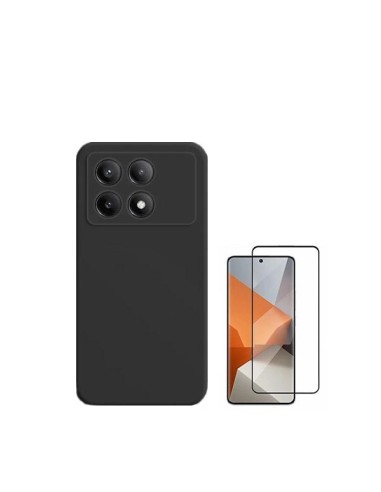 Kit Película de Vidro Temperado 5D Full Cover + Capa Silicone Líquido Phonecare para Xiaomi Poco X6 Pro 5G - Preto